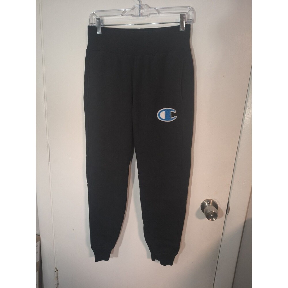 Champion Reverse Weave Sweatpants Womens S Black Big Logo Joggers/Sweatpants